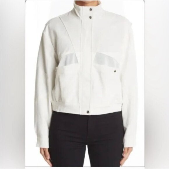 Blank NYC Women’s Medium White Cropped Jacket Full Zip Snaps Pockets Y2K Summer - Picture 3 of 16